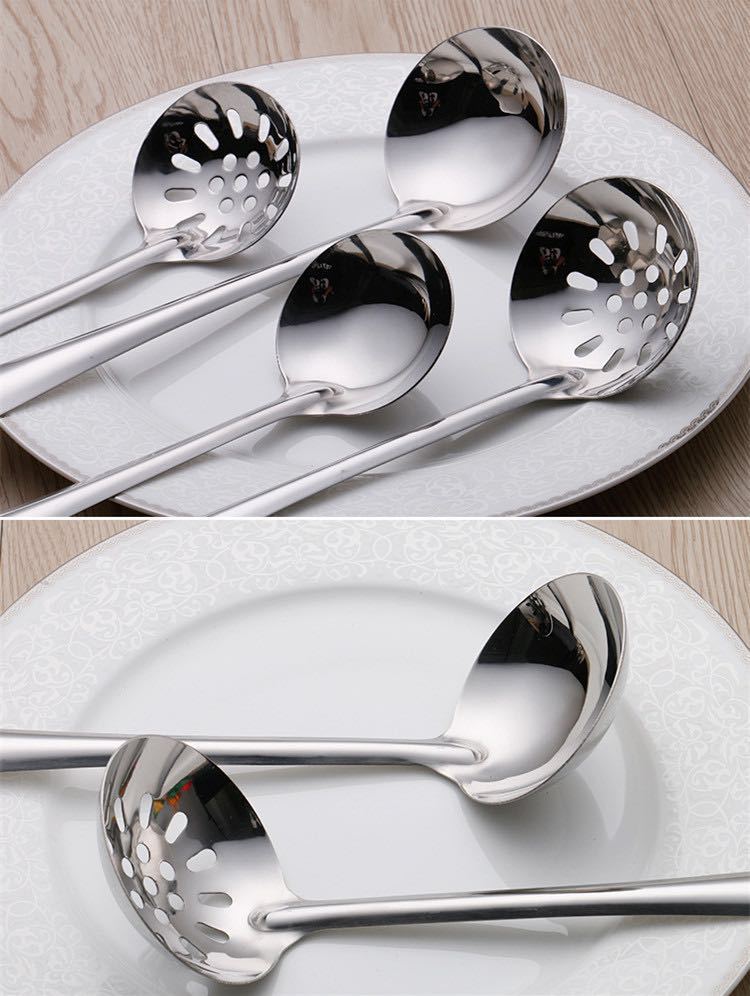 无磁201不锈钢汤勺漏勺餐具火锅勺经济汤漏家用餐厅饭店可加LOGO